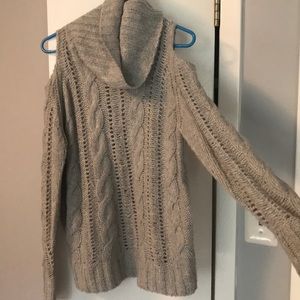 Cowl neck sweater with shoulder cut outs